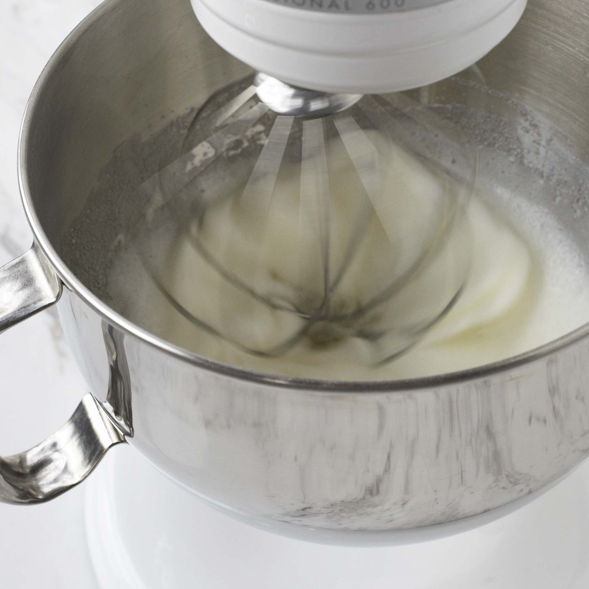 beating egg whites in a mixer