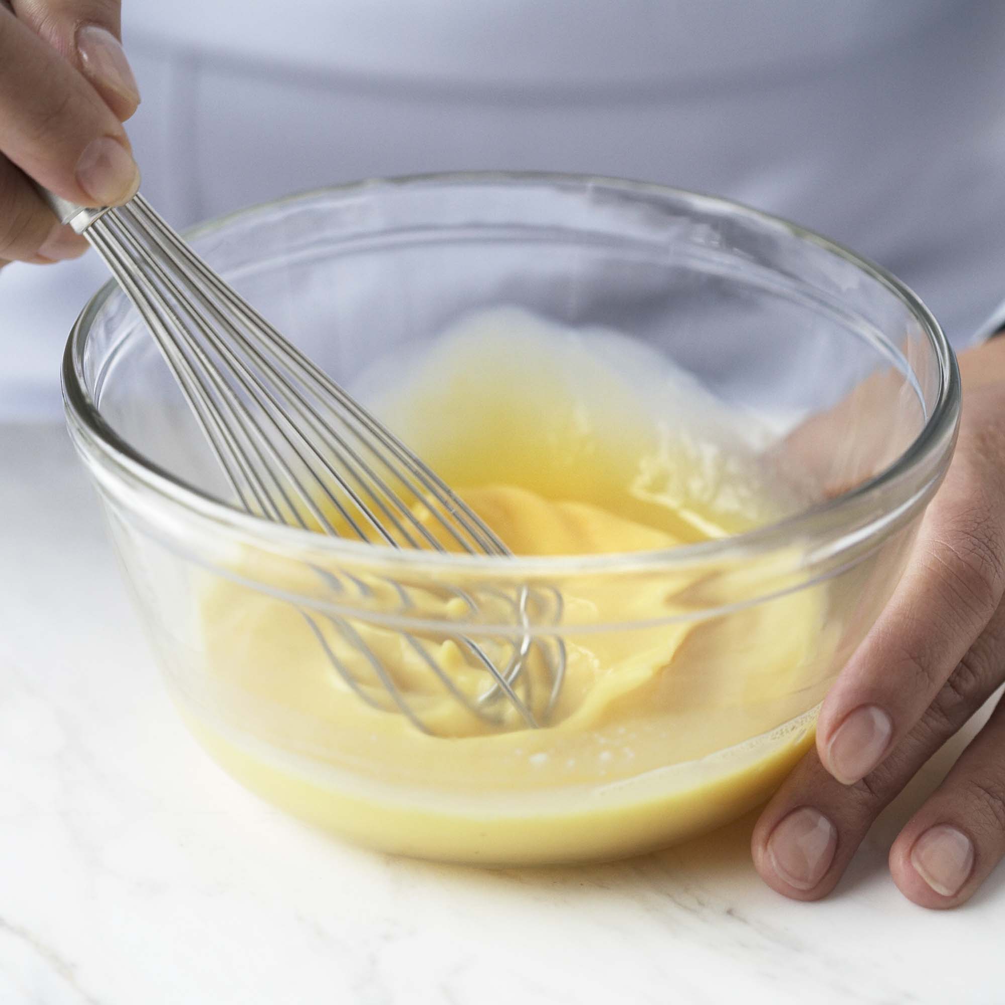 Whisking eggs in a bowl