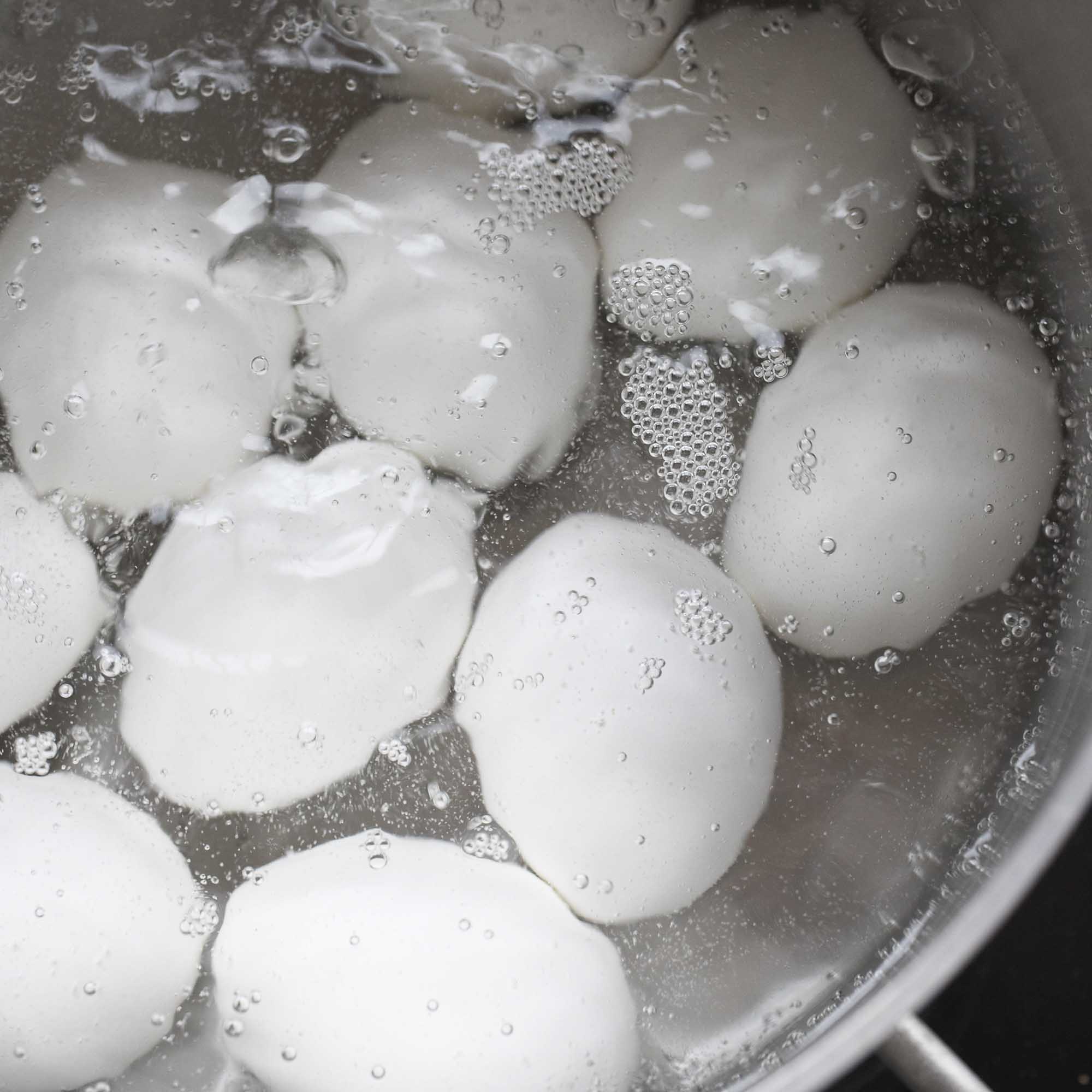 whole eggs in boiling water