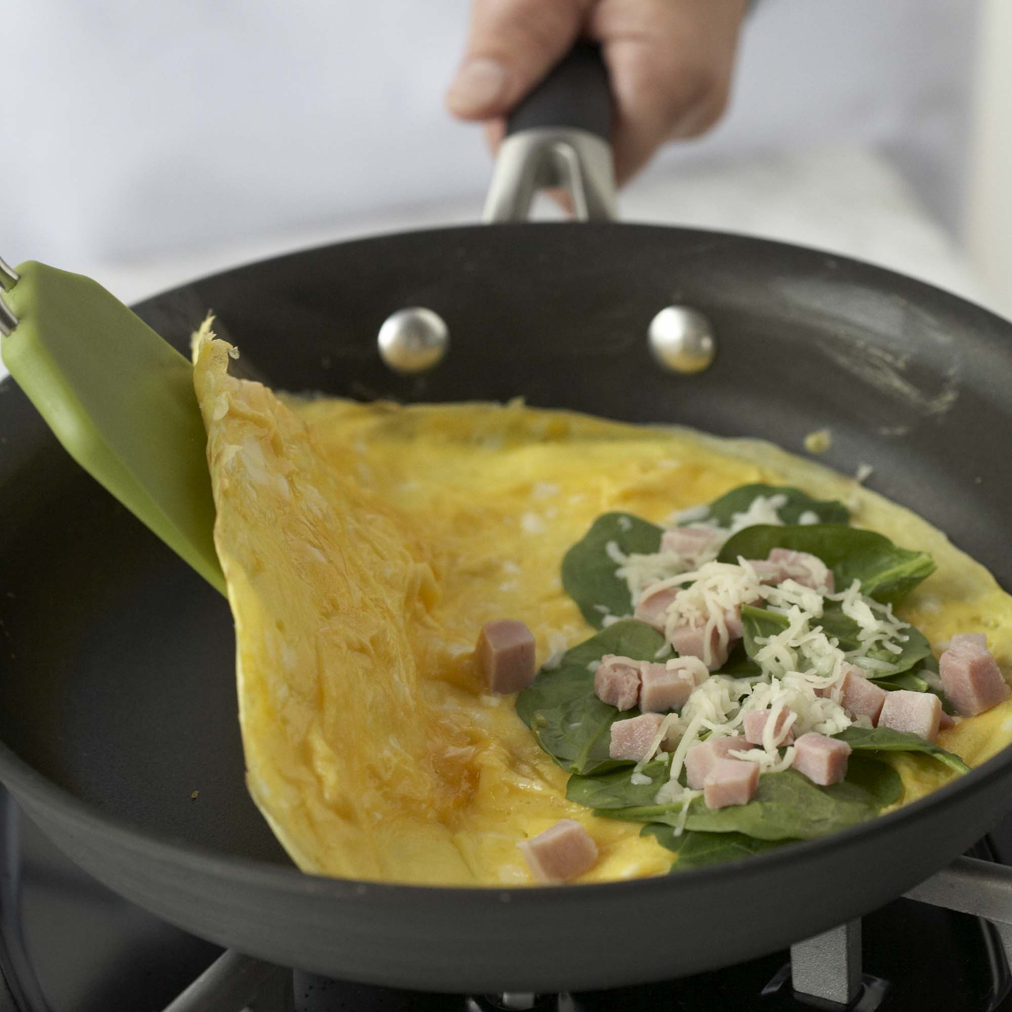 folding an omelet in half