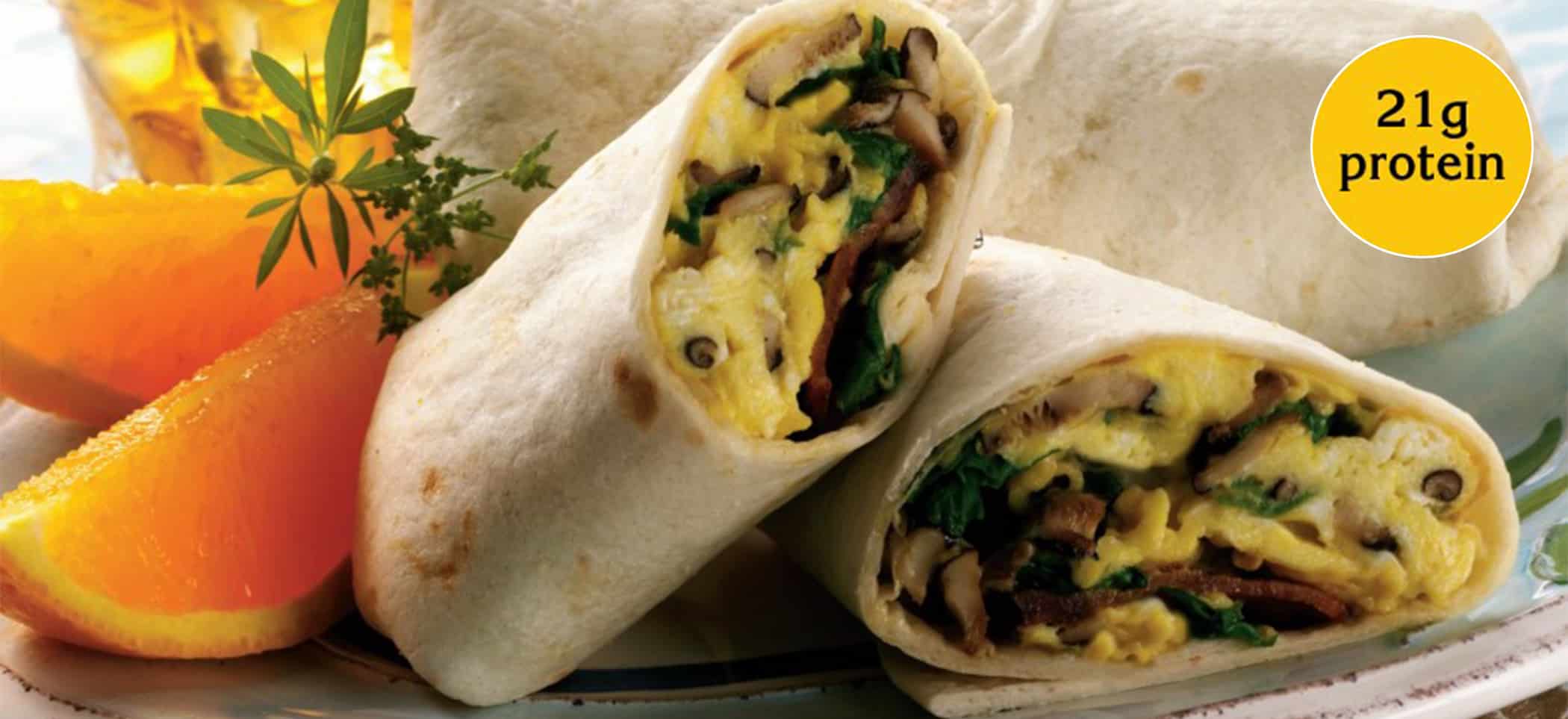 Bacon, Egg & Mushroom Burritos