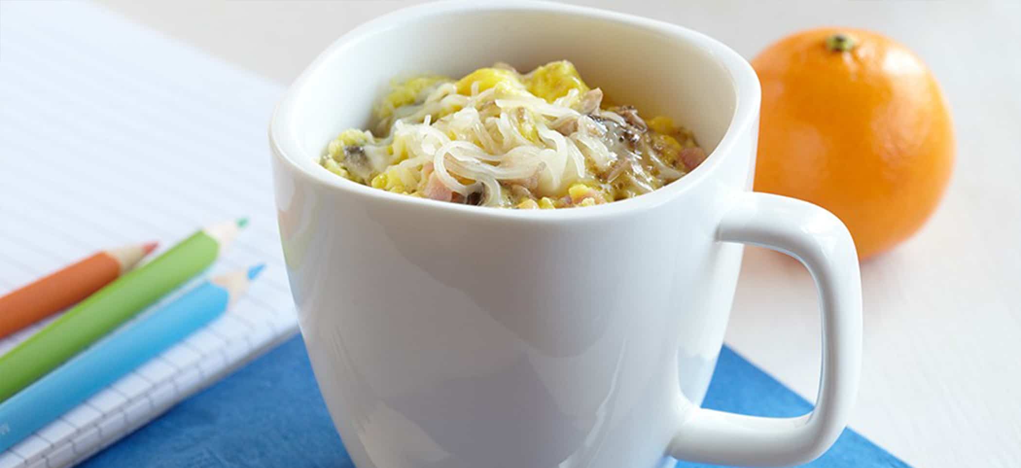 Microwave Ham, Mushroom & Swiss Coffee Cup Scramble