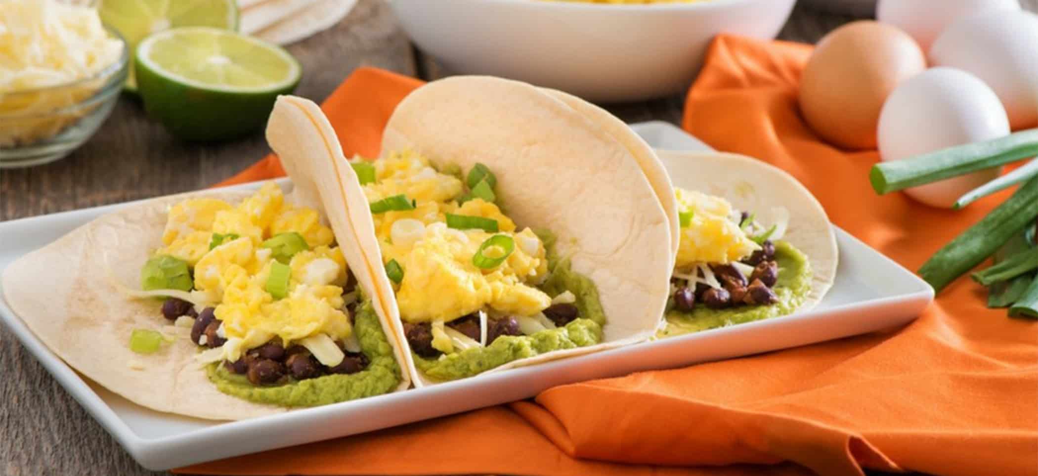 Black Bean & Scrambled Egg Breakfast Tacos