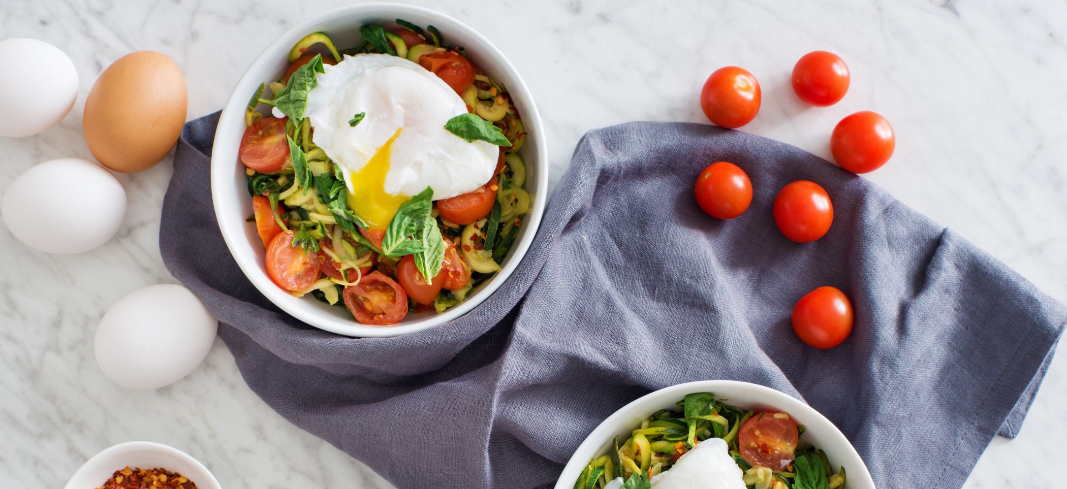 Zucchini Noodles with Poached Egg Topper