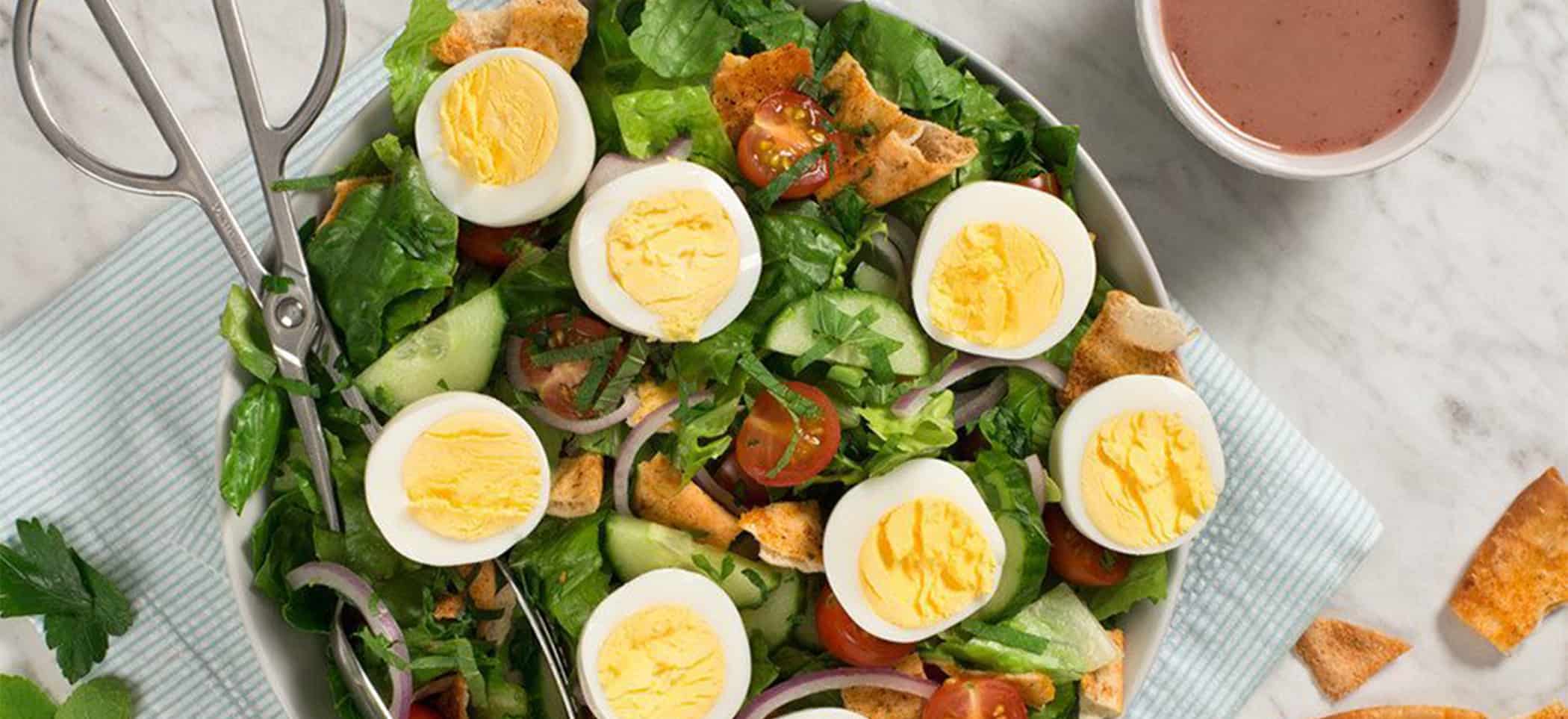 Chopped Fattoush Salad with Hard-Boiled Eggs