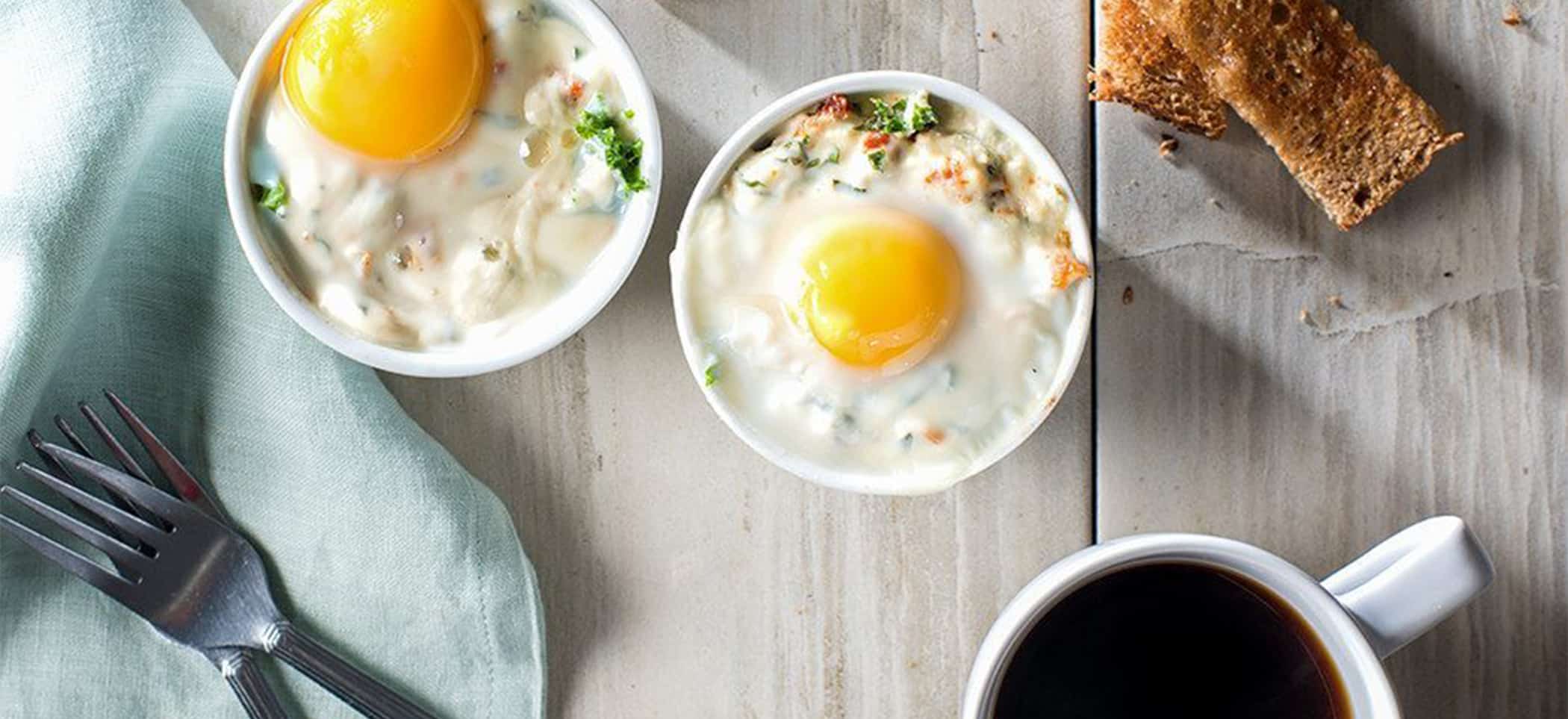 Baked Eggs with Kale & Ricotta
