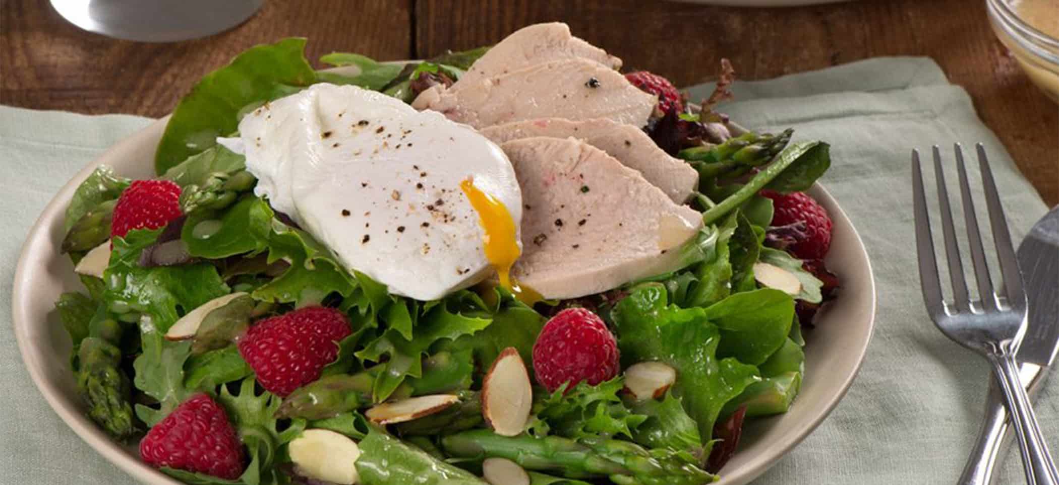 Chicken & Asparagus Salad with Poached Egg