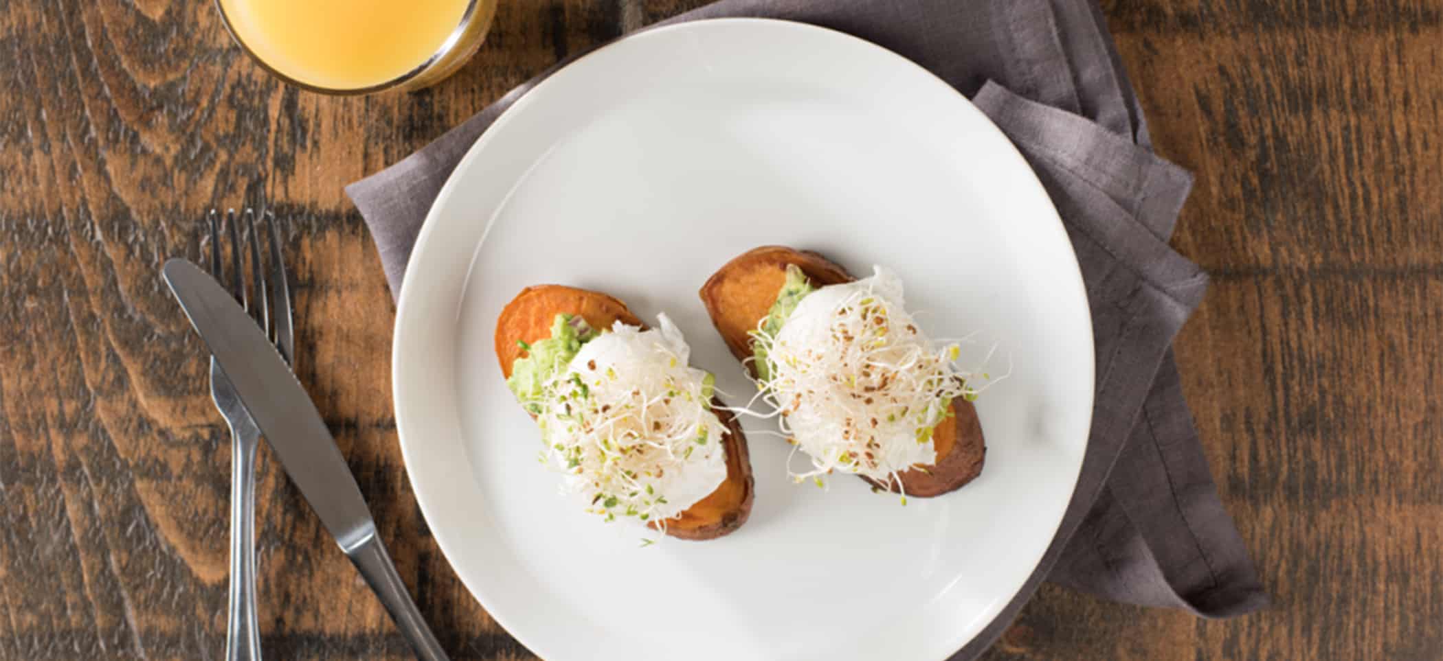 Sweet Potato “Toast” with Poached Eggs