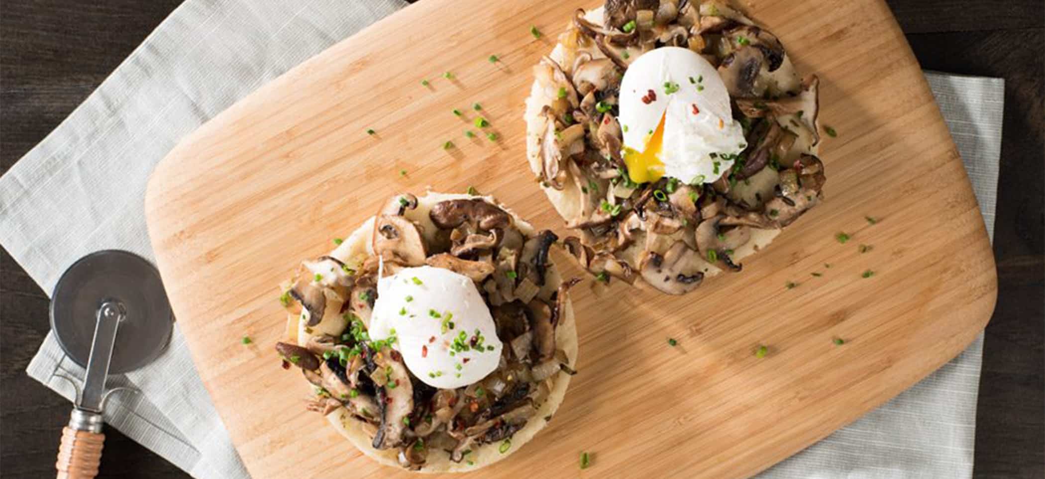 Wild Mushroom Flatbread with Poached Eggs