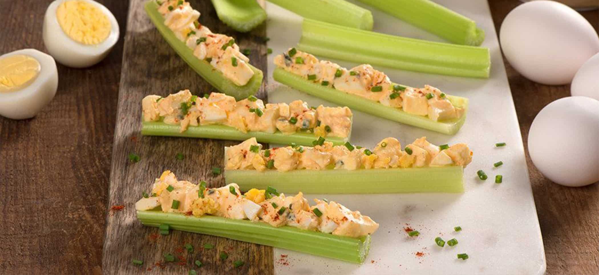 Buffalo Egg Salad Celery Sticks