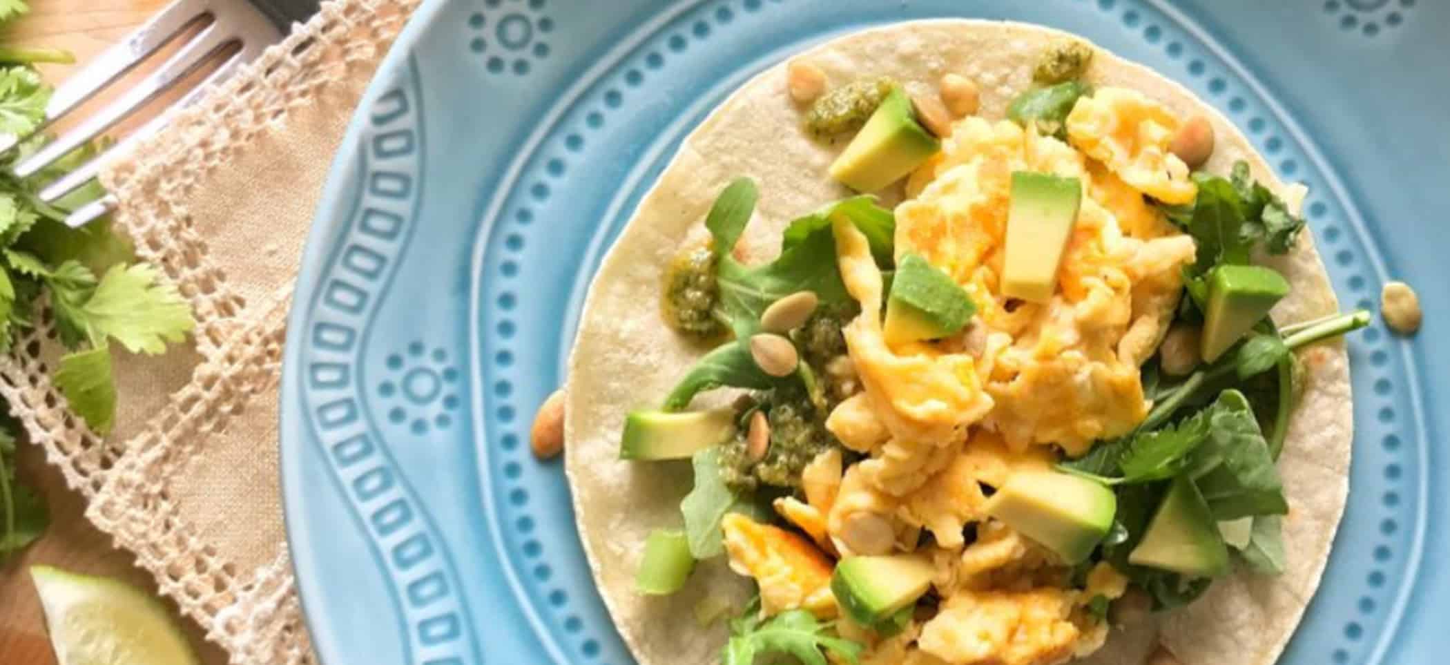 Scrambled Egg Tacos with Cilantro Lime Drizzle
