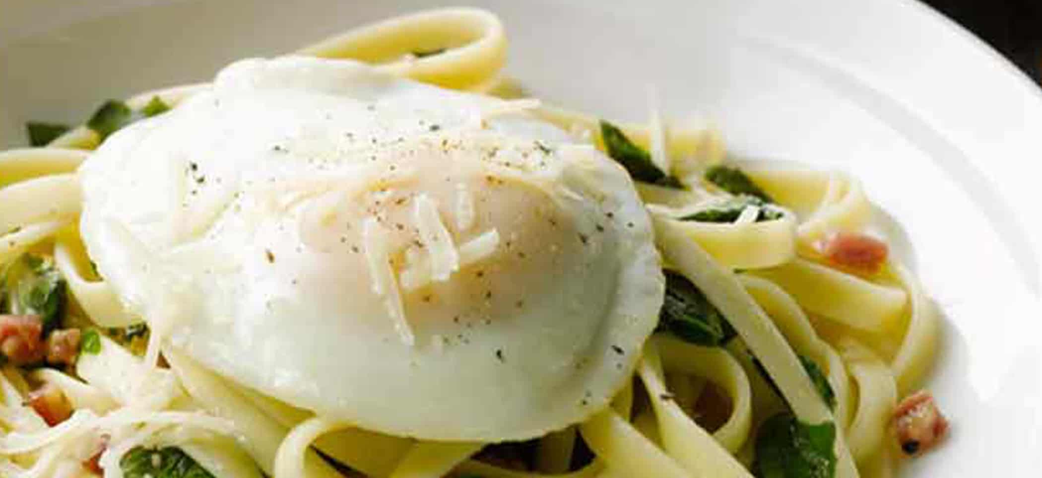 Fettuccine with Pancetta, Chard and Fried Egg