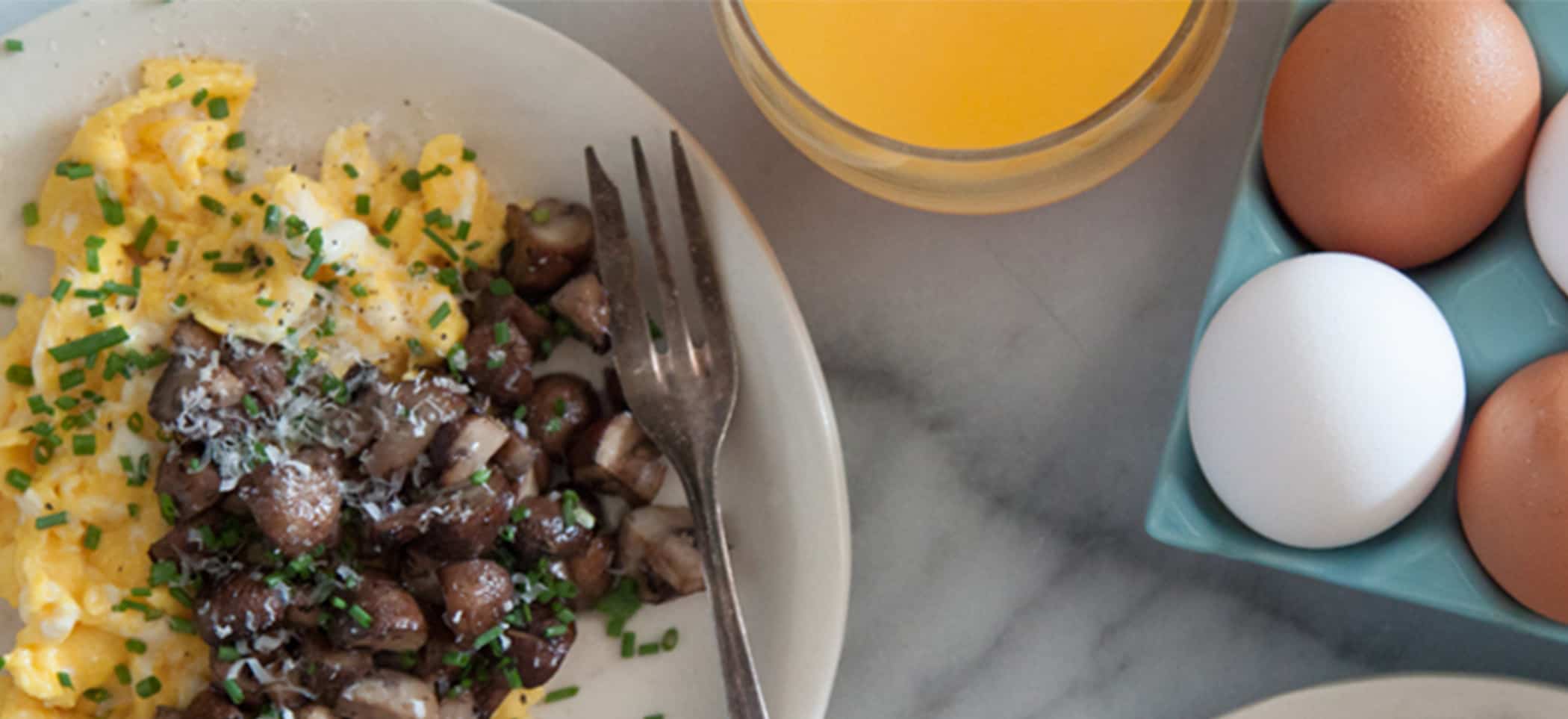 Pan Roasted Mushrooms with Scrambled Eggs