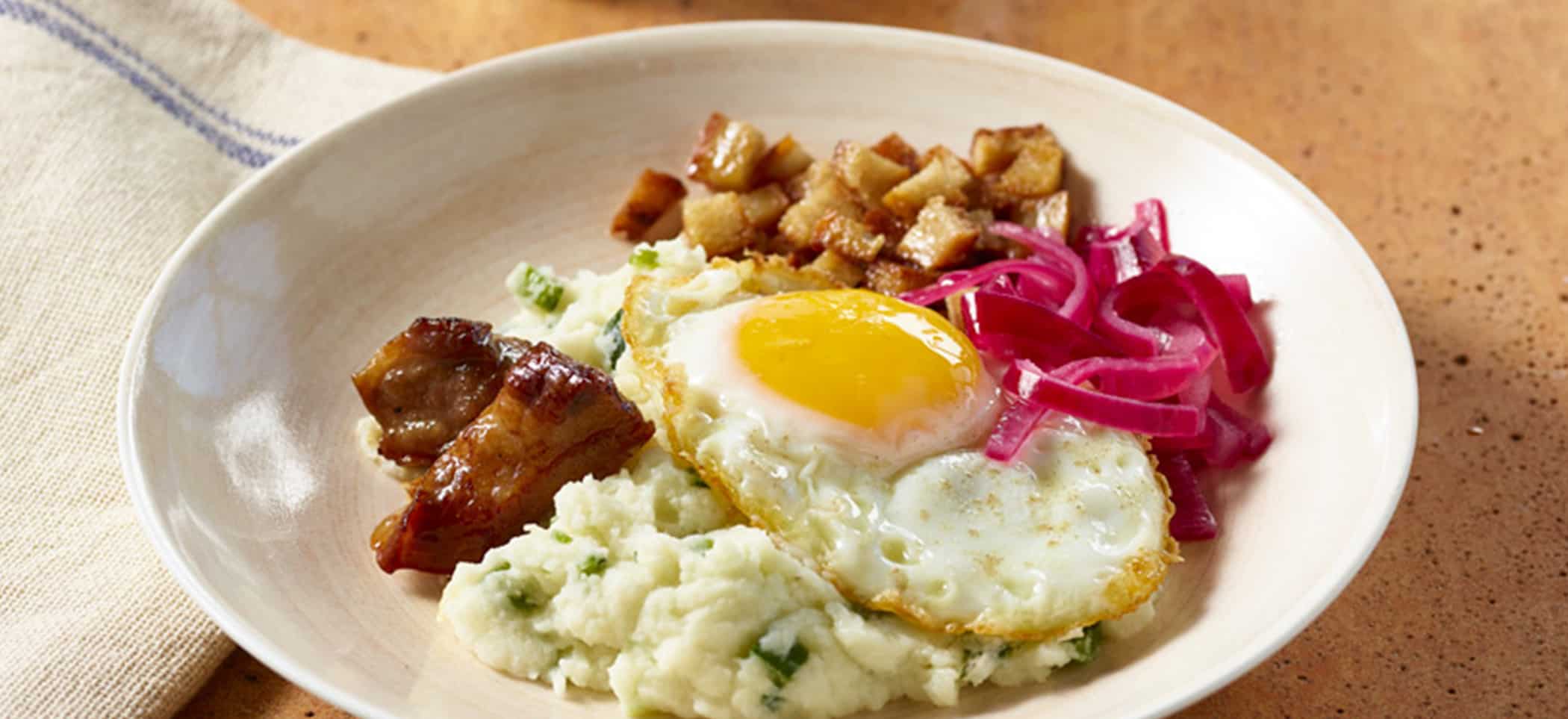 Poblano-Potato Mash with Fried Egg Bowl