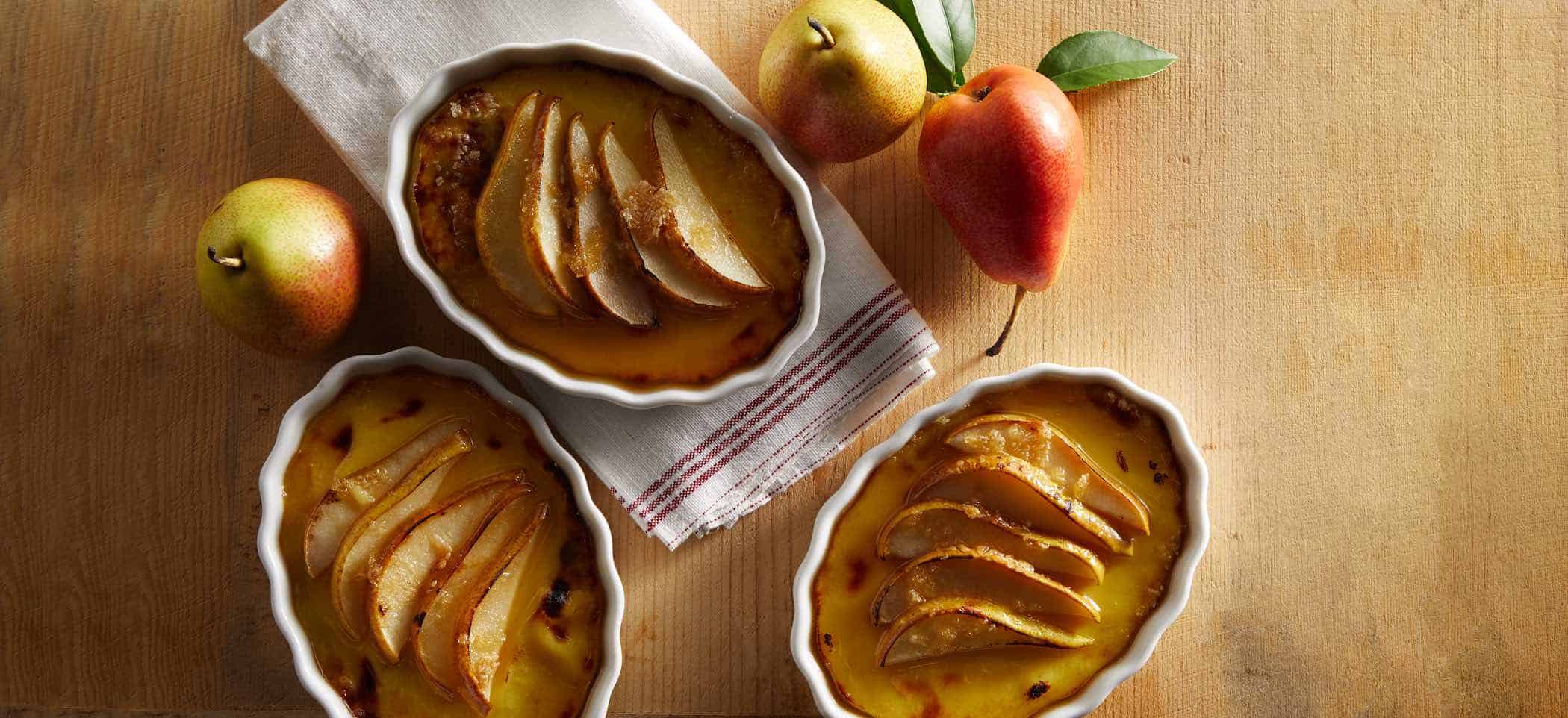 Baked Pear Custard Brulee