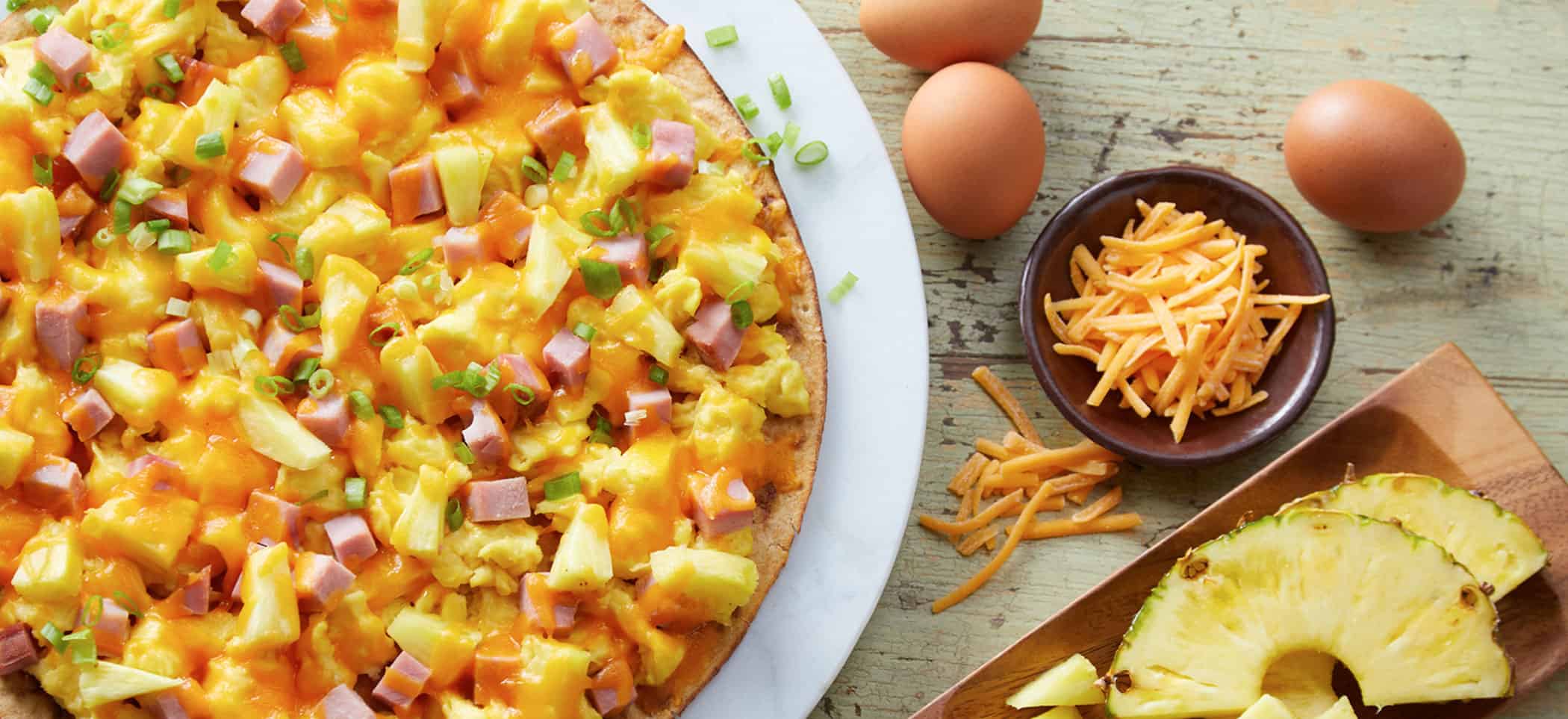 Hawaiian Scrambled Egg Pizza