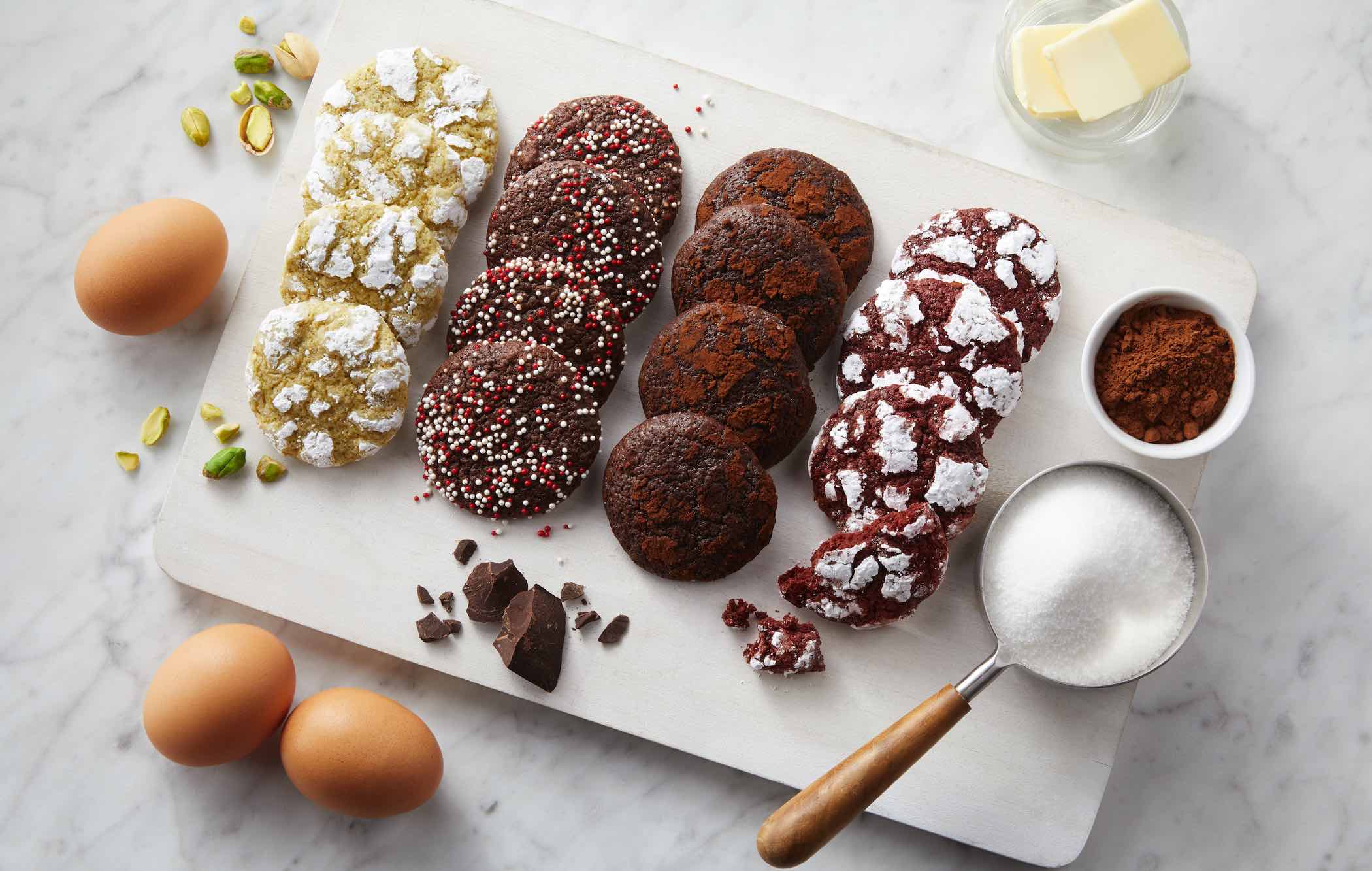 Holiday Crinkle Cookies with Sprinkles