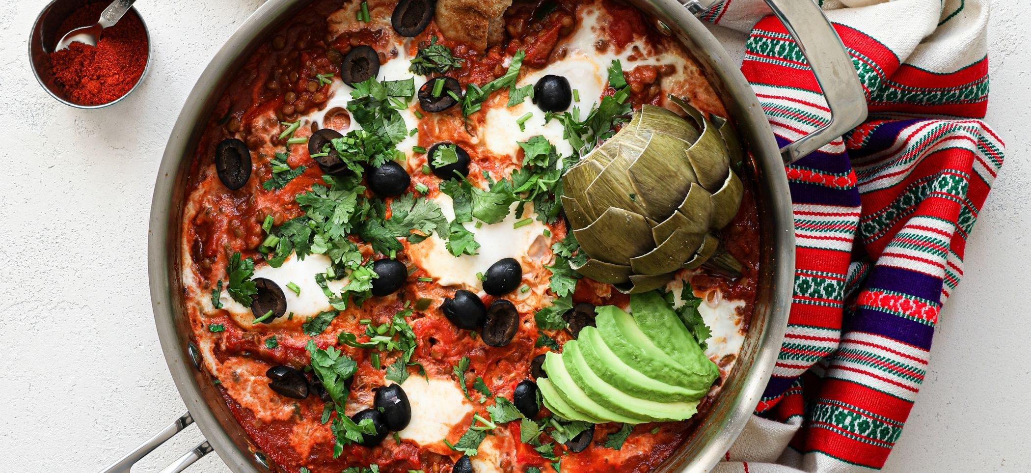 Moroccan Shakshuka Eggs with Lentils