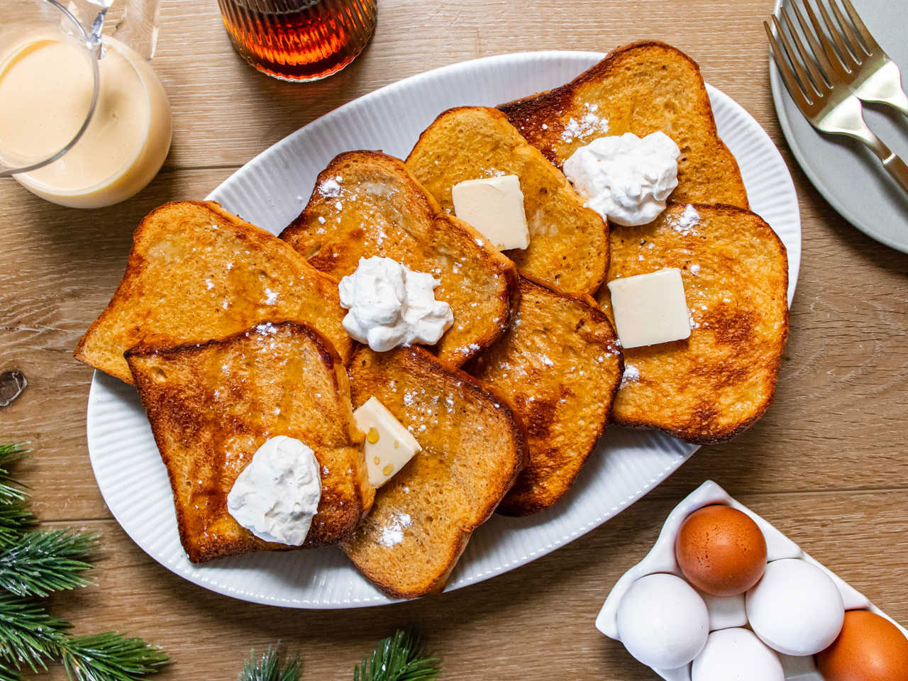 Eggnog Baked French Toast