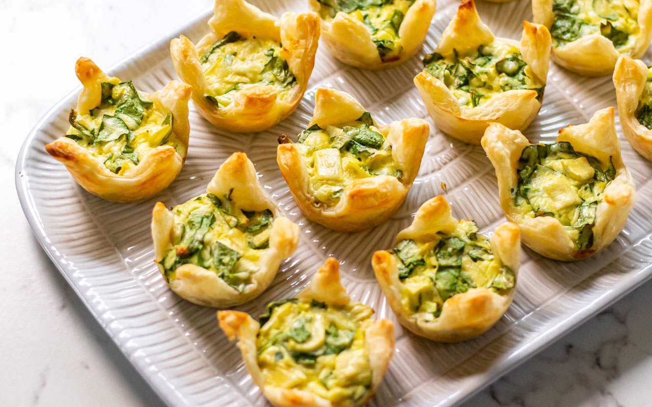 Spinach Artichoke Puff Pastry Bites