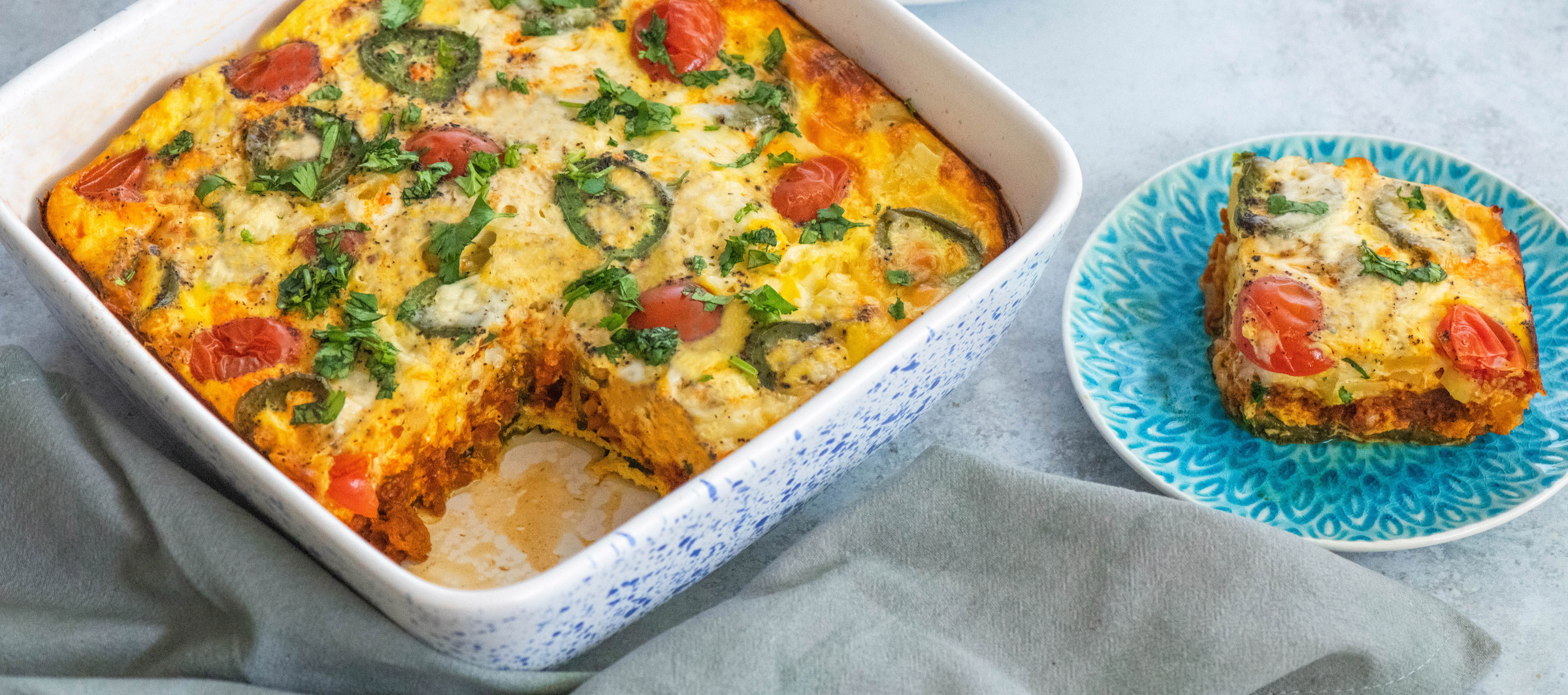 Egg Casserole with Poblano Chilies, Chorizo and Potatoes
