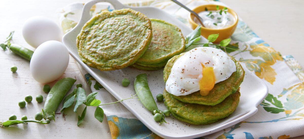 Eggs and green pancakes