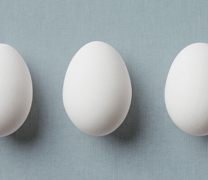 white eggs on a blue background