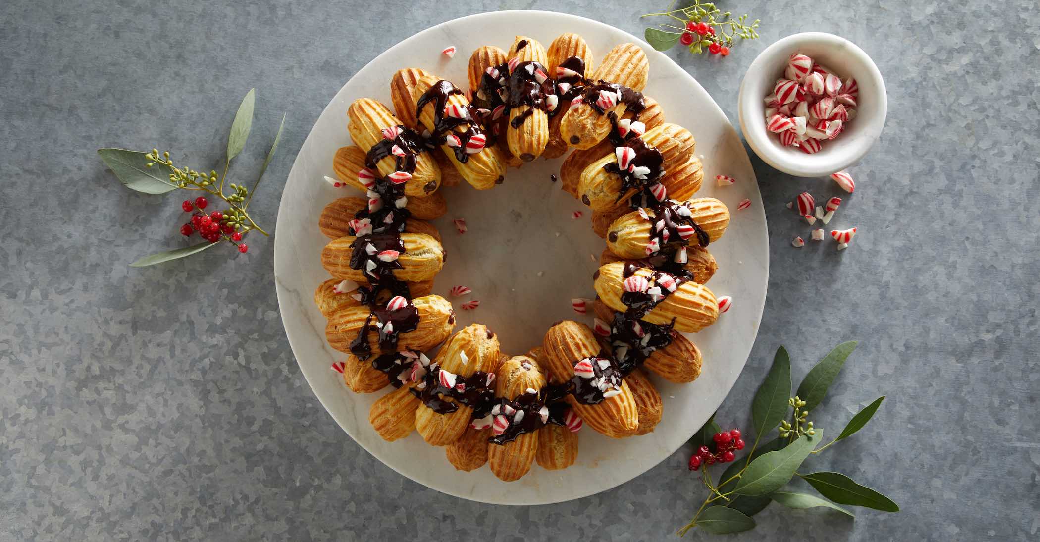 Peppermint Chocolate Eclair Wreath