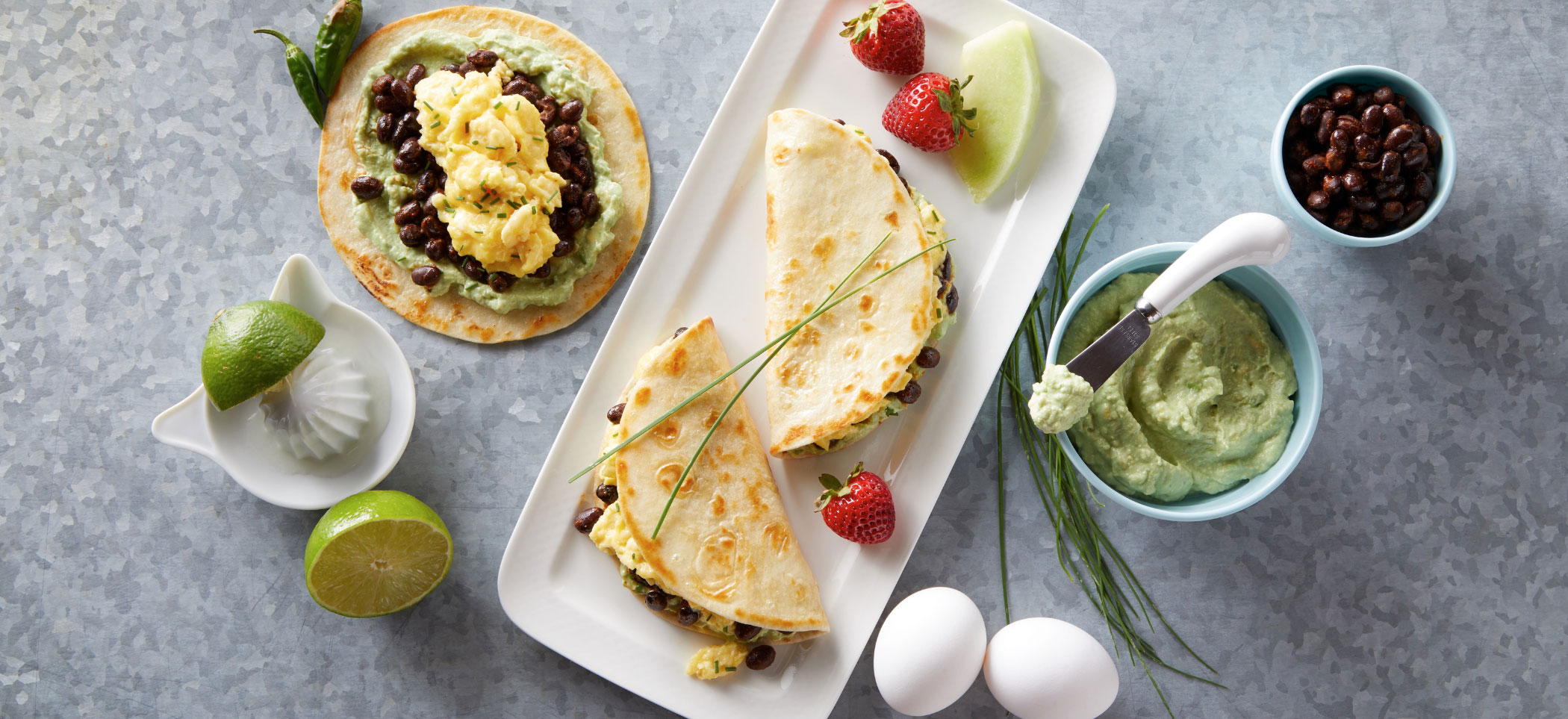 egg tacos with avocado spread