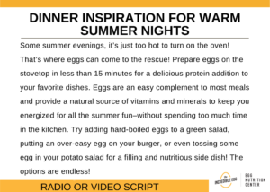 Screenshot of Dinner Inspiration video/radio script