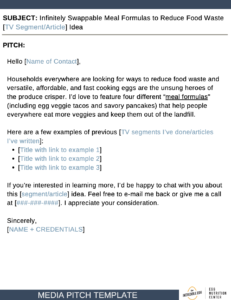 Screenshot of swappable meals media pitch