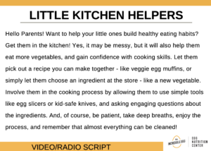 Screenshot of little kitchen helpers video/radio script