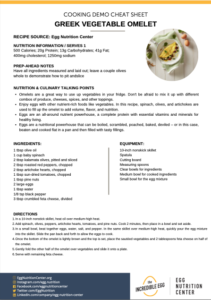 Screenshot of Greek-Vegetable-Omelet-Virtual-Cooking-Demo-Cheat-Sheet PDF