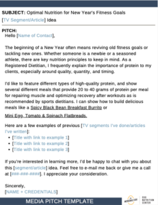 Screenshot of fitness media pitch