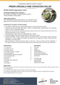 Screenshot of Fresh-Arugula-and-Couscous-Salad-Virtual-Cooking-Demo-Cheat-Sheet PDF