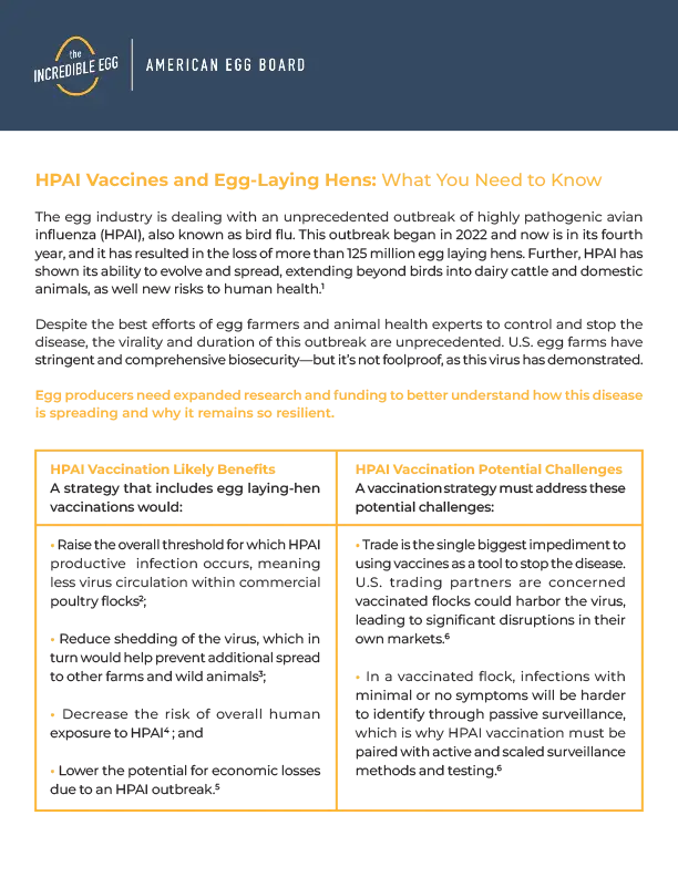 Cover of HPAI Vaccination Sheet PDF