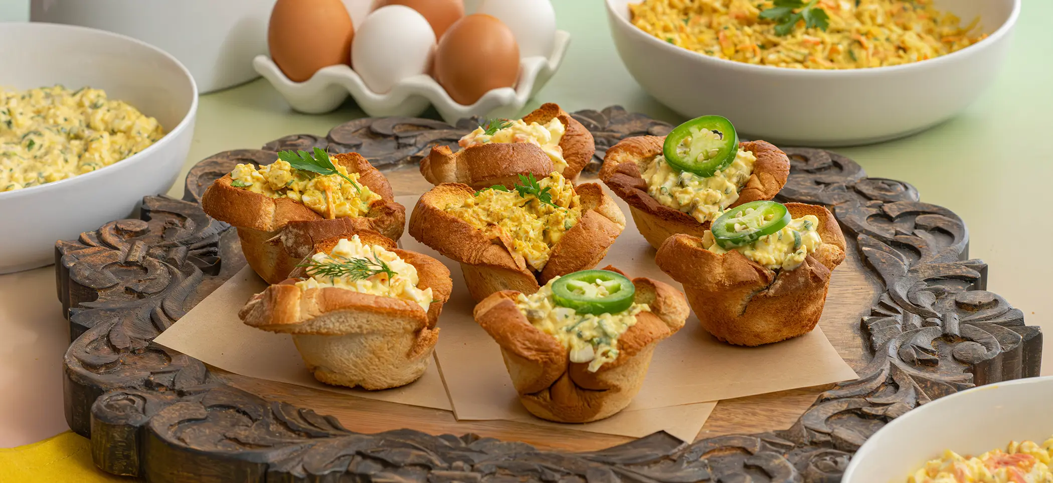 Egg Salad Bread Cups 3 Ways