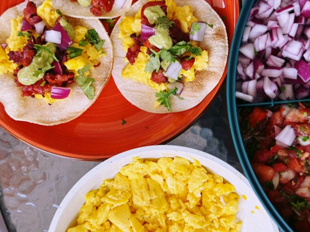 Golden Egg & Chorizo Tacos